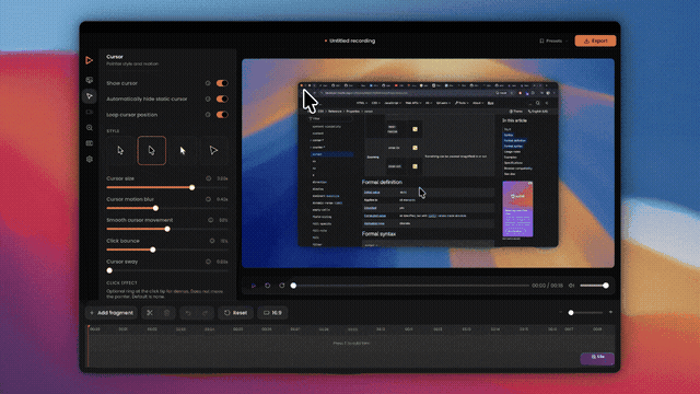 Cursor style and motion